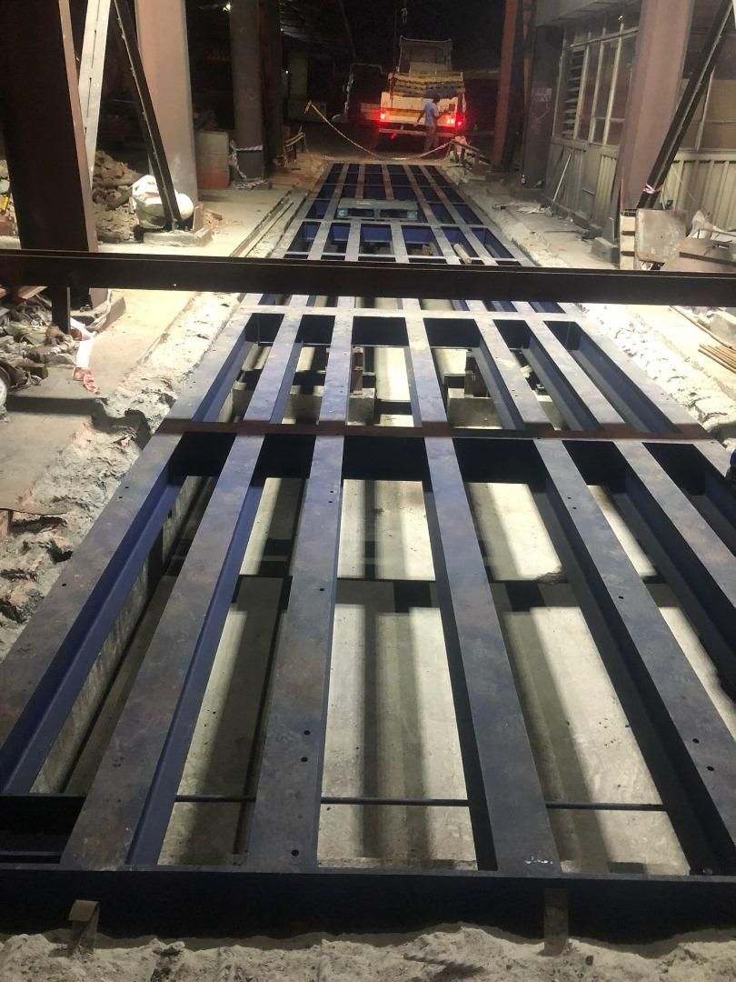 Weighbridge steel frame before the deck plates are fitted
